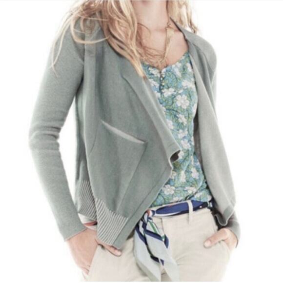 Cabi sage green gray mixed knit open draped front cardigan size Medium #5132 - Picture 1 of 16